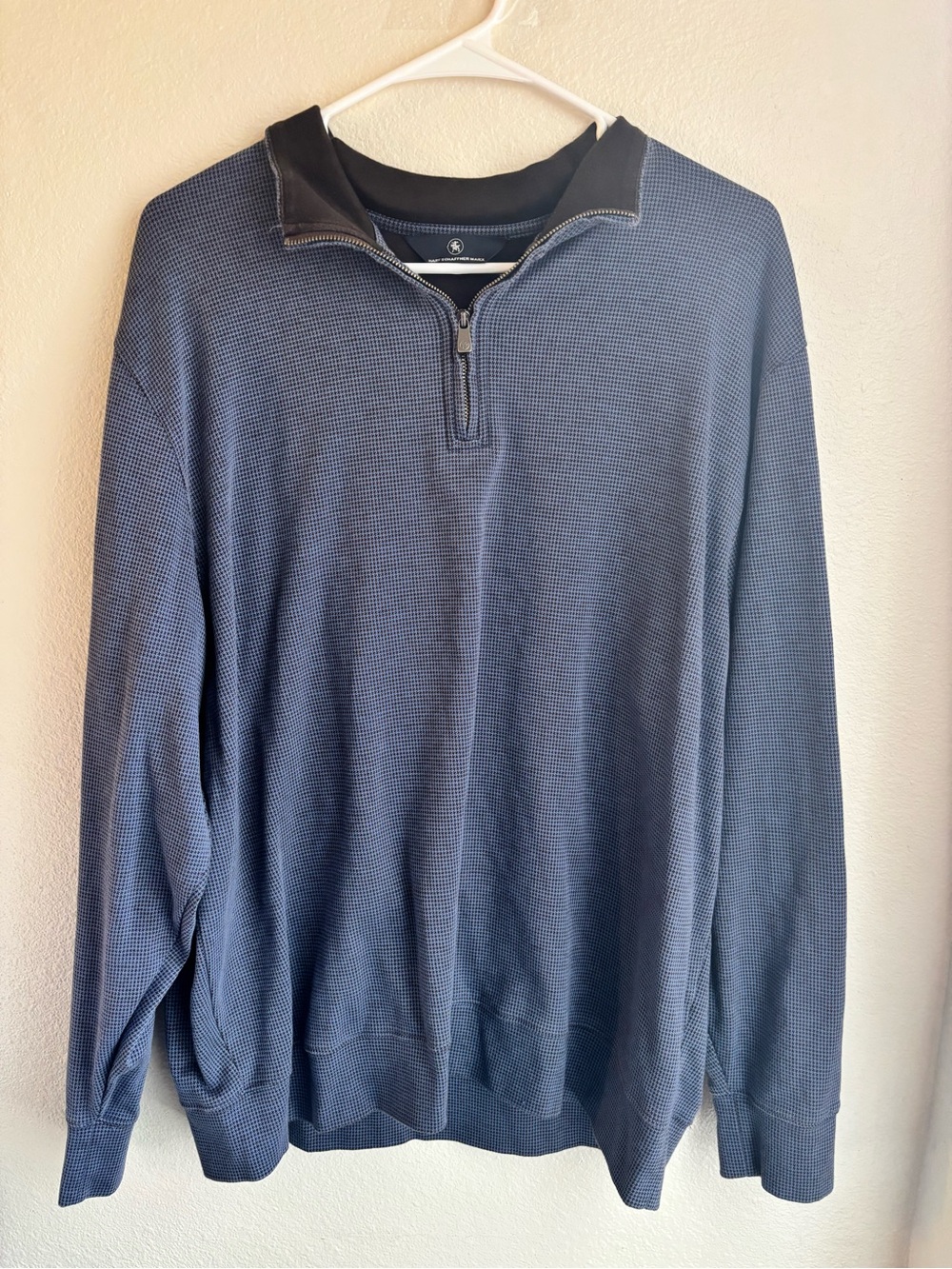Hart Schaffner Marx XL Blue Quarter Zip Pullover Textured Knit Sweater